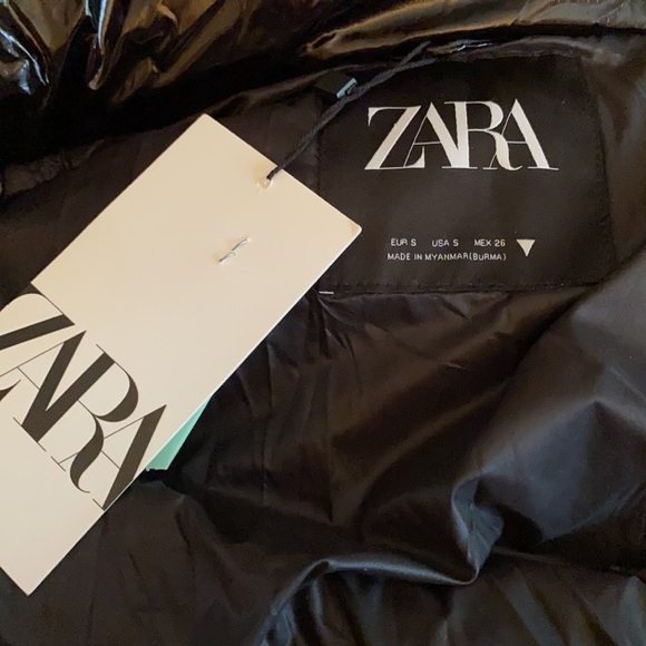 NWT. Zara Black Water Repellent Padded Jacket. Size S. - Picture 7 of 13